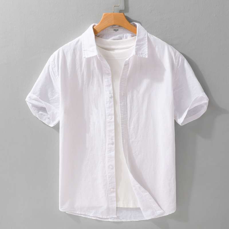 Summer Mens Clothing Simple Versatile Short-sleeve Shirt