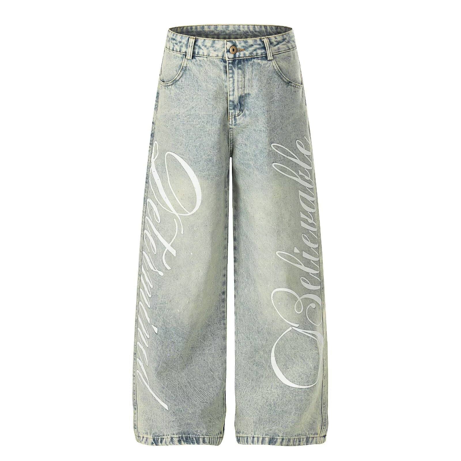 Letter-print Denim Jeans For Men