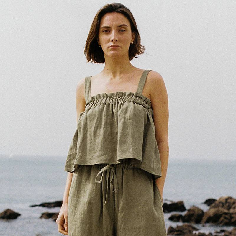 Ramie-cotton Tube-top Camisole For Women