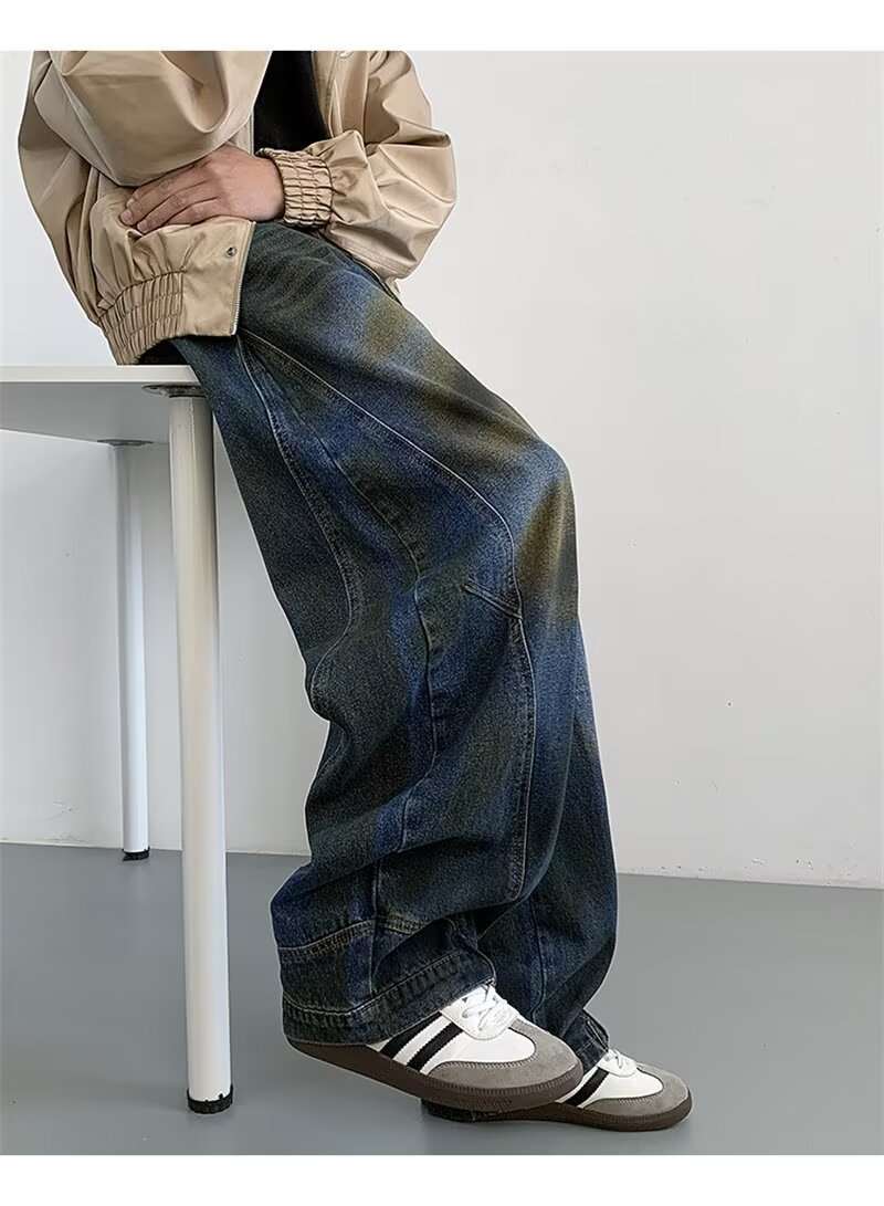 Mens High-street Edgy-cool Denim Pants