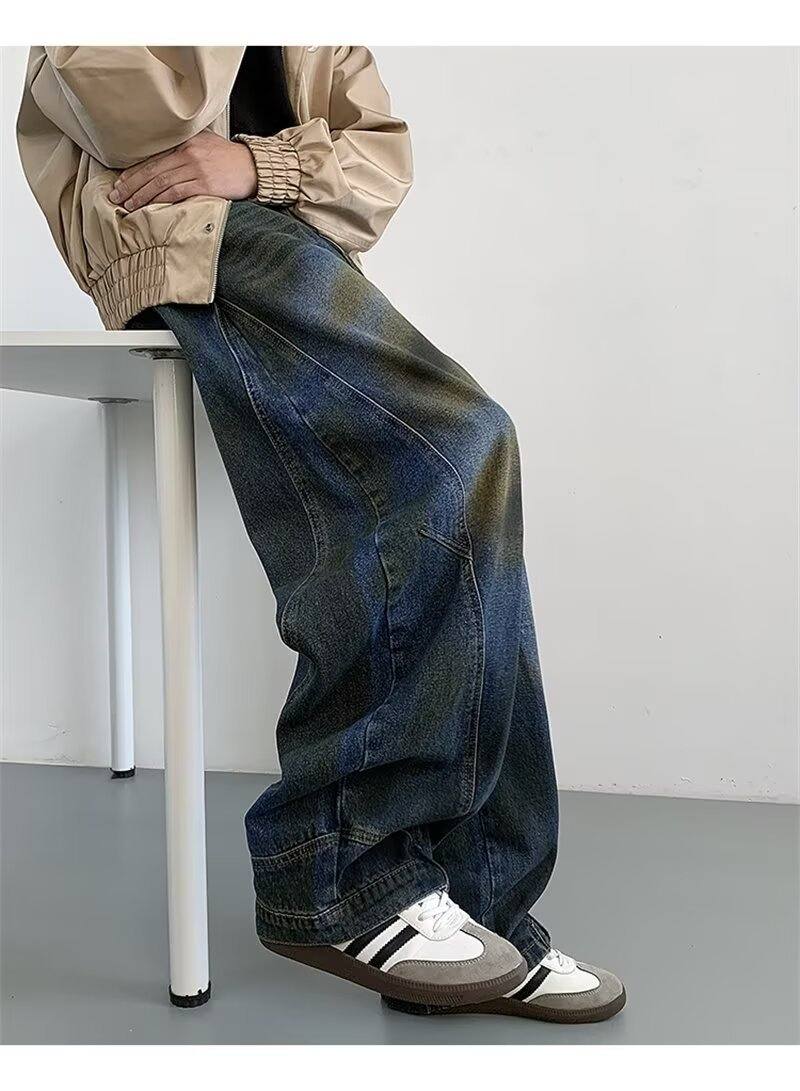 Mens High-street Edgy-cool Denim Pants