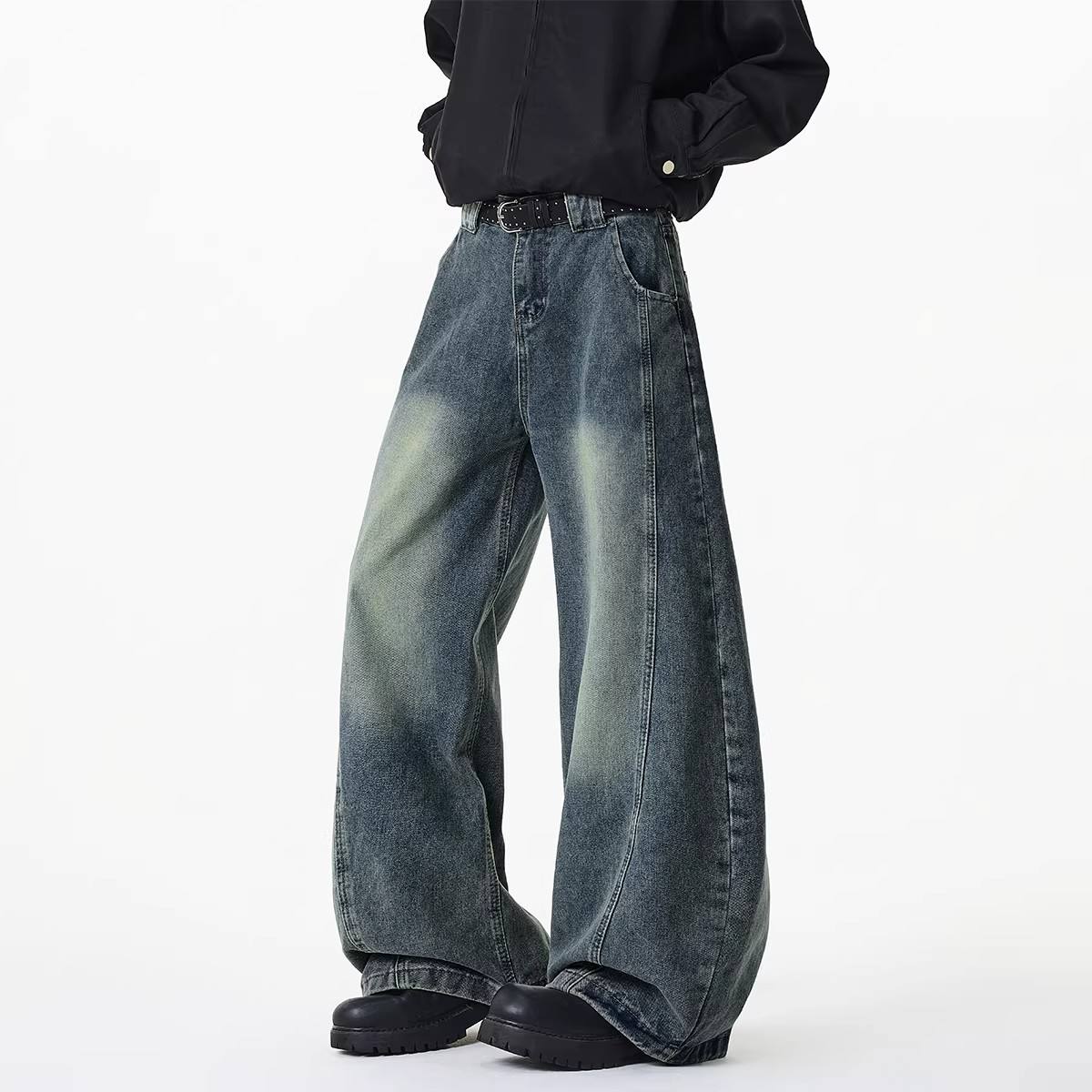 High-rise Deconstructed Cut Bootcut Jeans For Men