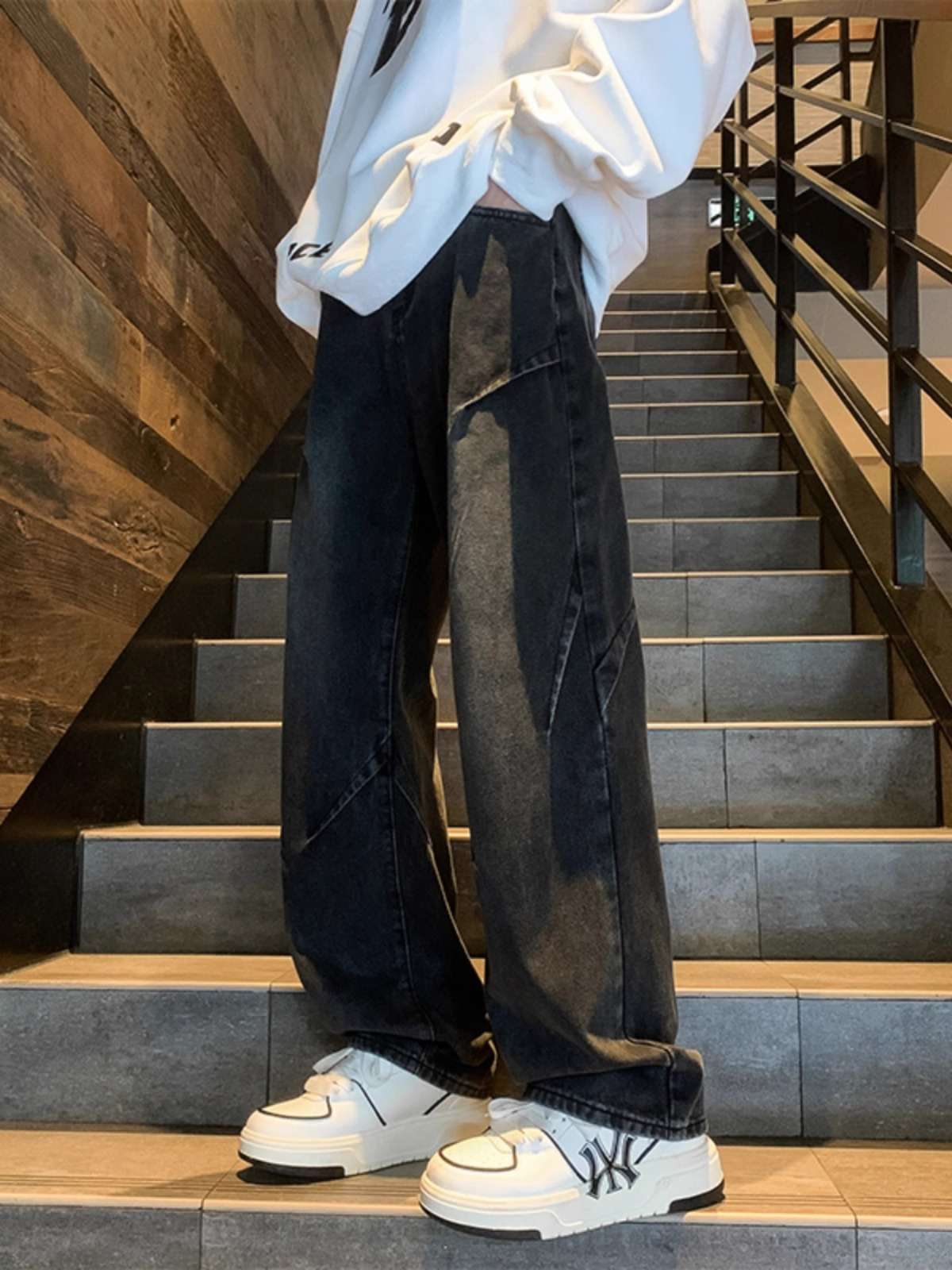 Plus-size Loose-fitting Straight-leg Mens Pants