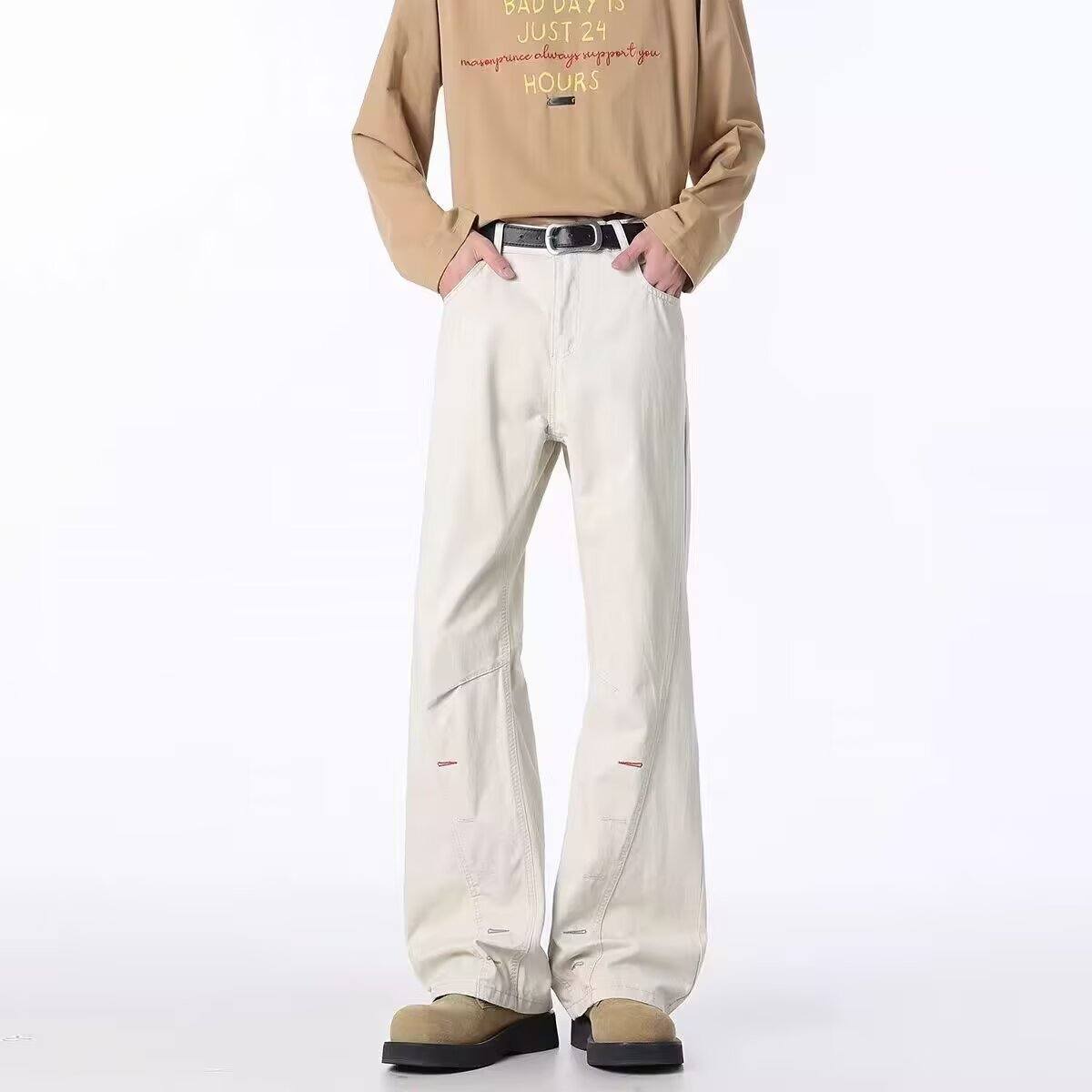 Button-fly Side-zip Bootcut Jeans For Men