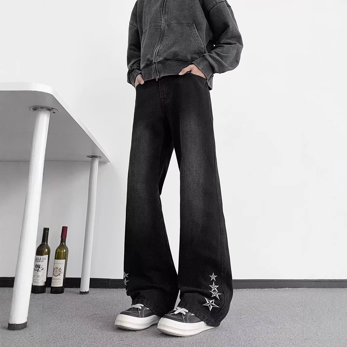 Embroidered Straight-leg Jeans Men's Spring And Autumn