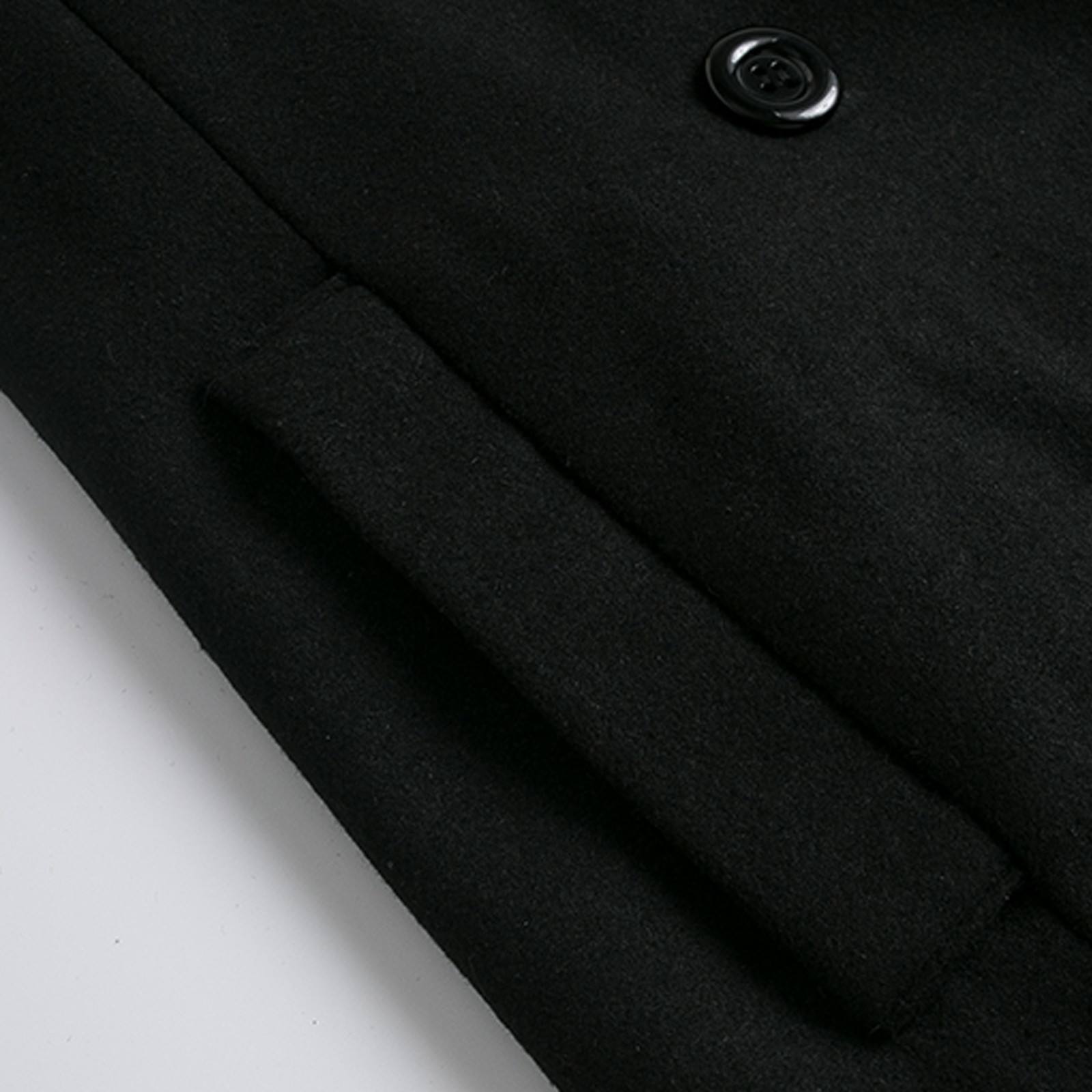 Men's Mid-Length Woolen Coat Padded Hooded Trench Coat