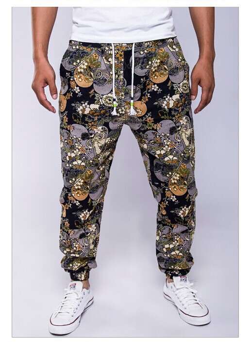 Famous Ethnic Style Printed Cotton Hemp Casual Pants