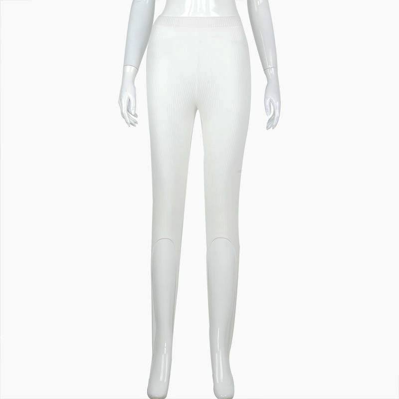 Striped slimming knitted five-point pants step on pants