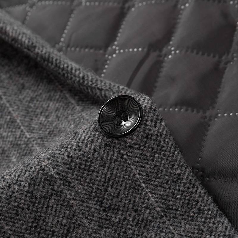 Men's Lapel medium length striped woolen coat