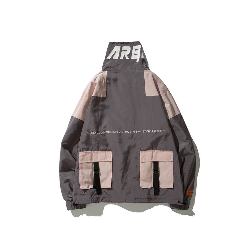 Retro color block tooling trench coat
