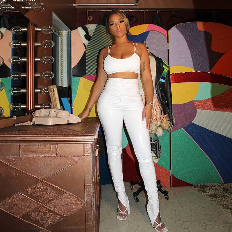 Fashion Leggings side slit pleated pencil pants
