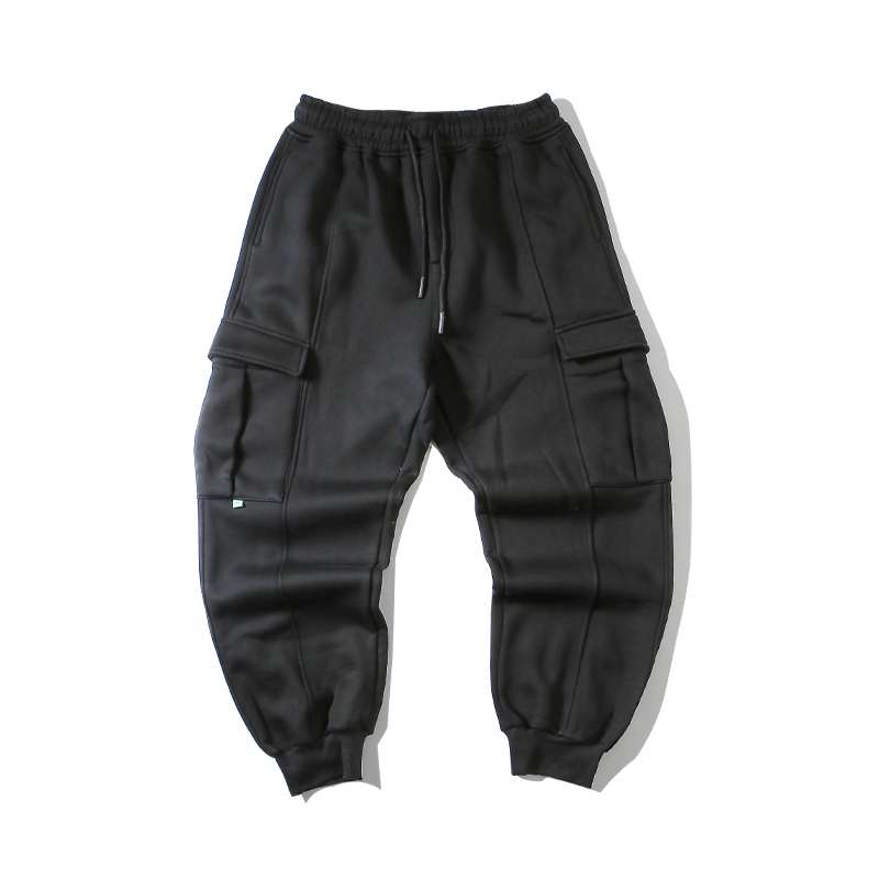 Gray Guard Pants Men's Plus Velvet Sweatpants Thickened Straight Loose