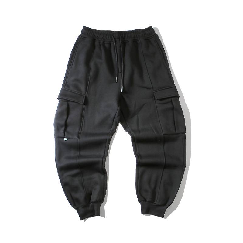 Gray Guard Pants Men's Plus Velvet Sweatpants Thickened Straight Loose