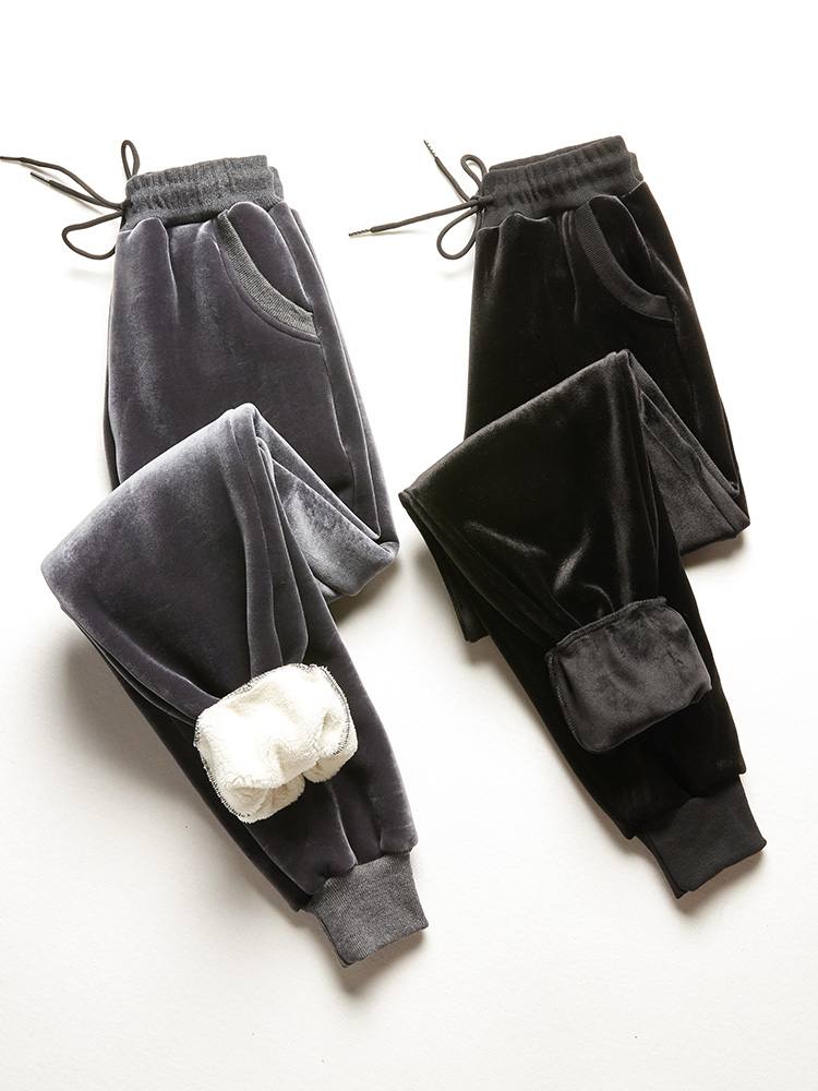 Plush padded lamb velvet sweatpants