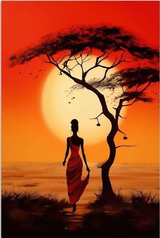 African sunset canvas