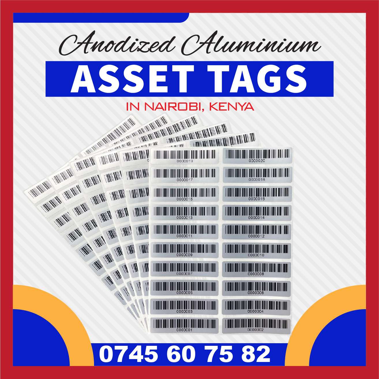 Custom PERMANENT ACETONE ACTIVATED Barcode Asset Tags & Labels KENYA