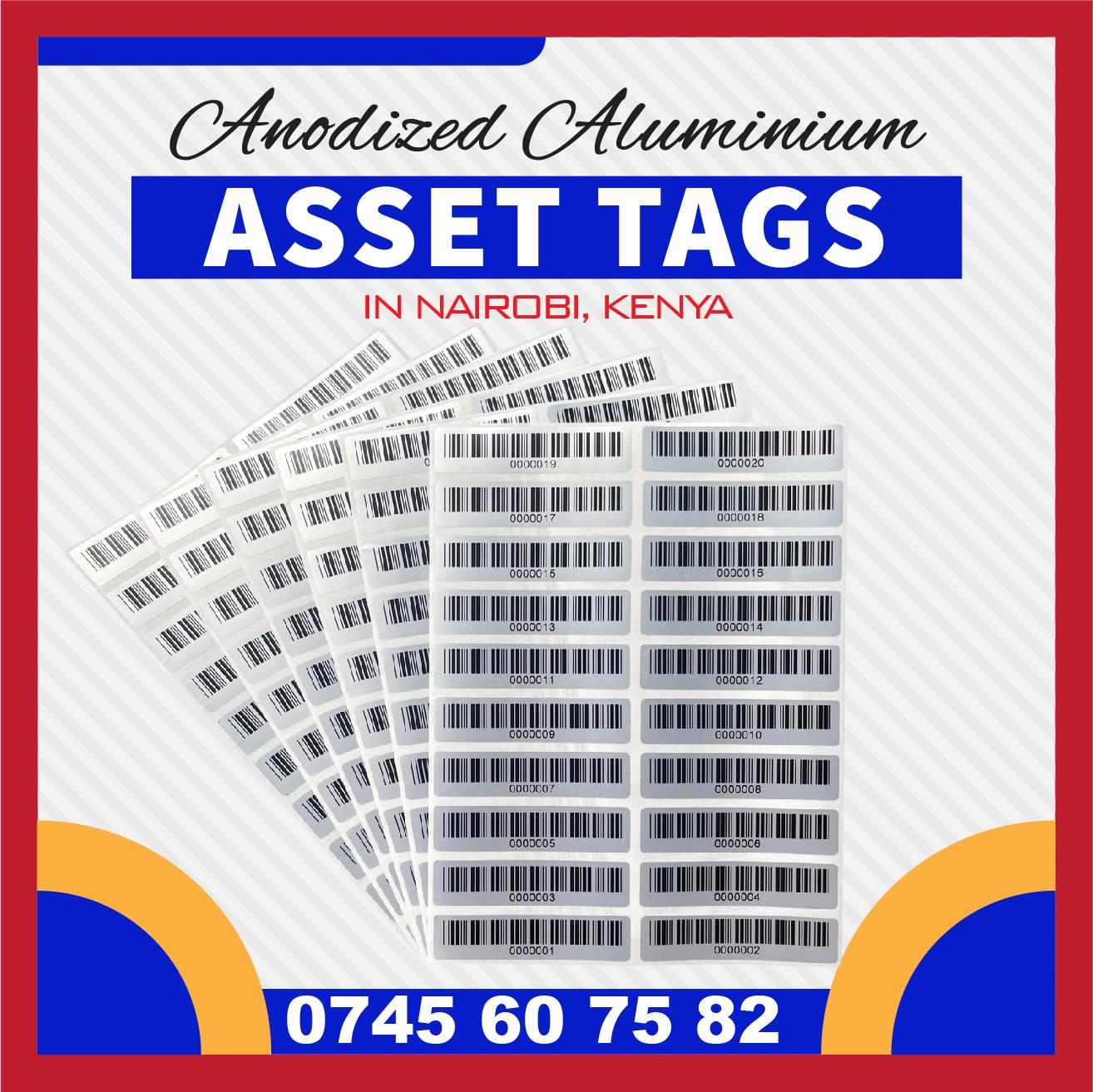 Custom PERMANENT ACETONE ACTIVATED Barcode Asset Tags & Labels KENYA