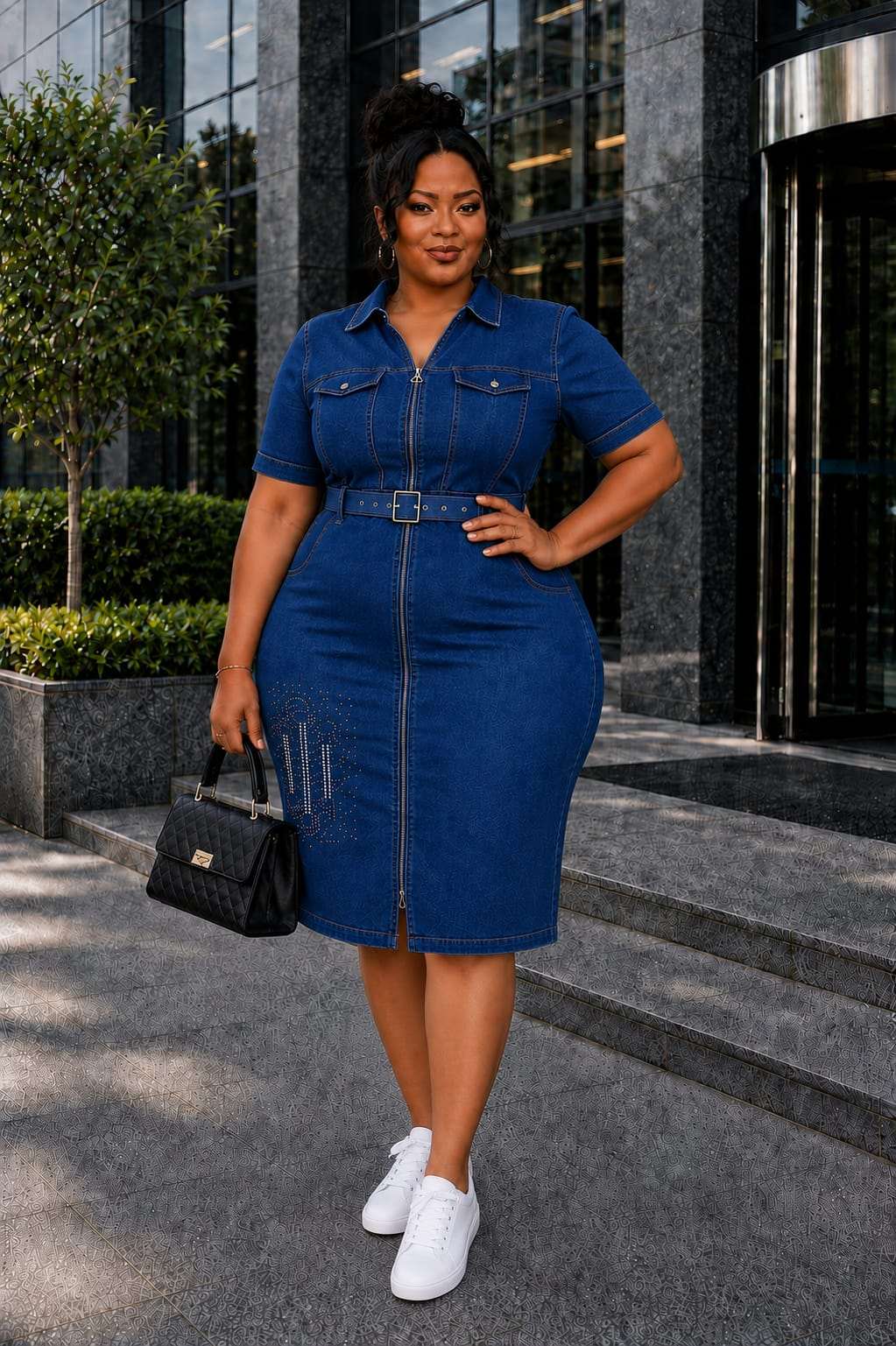 Denim straight dress