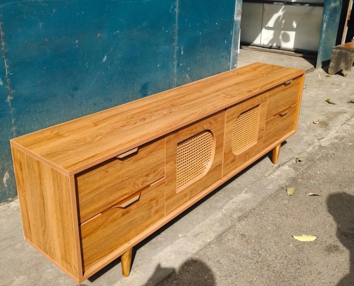 Readily available tv stand with ratan finish