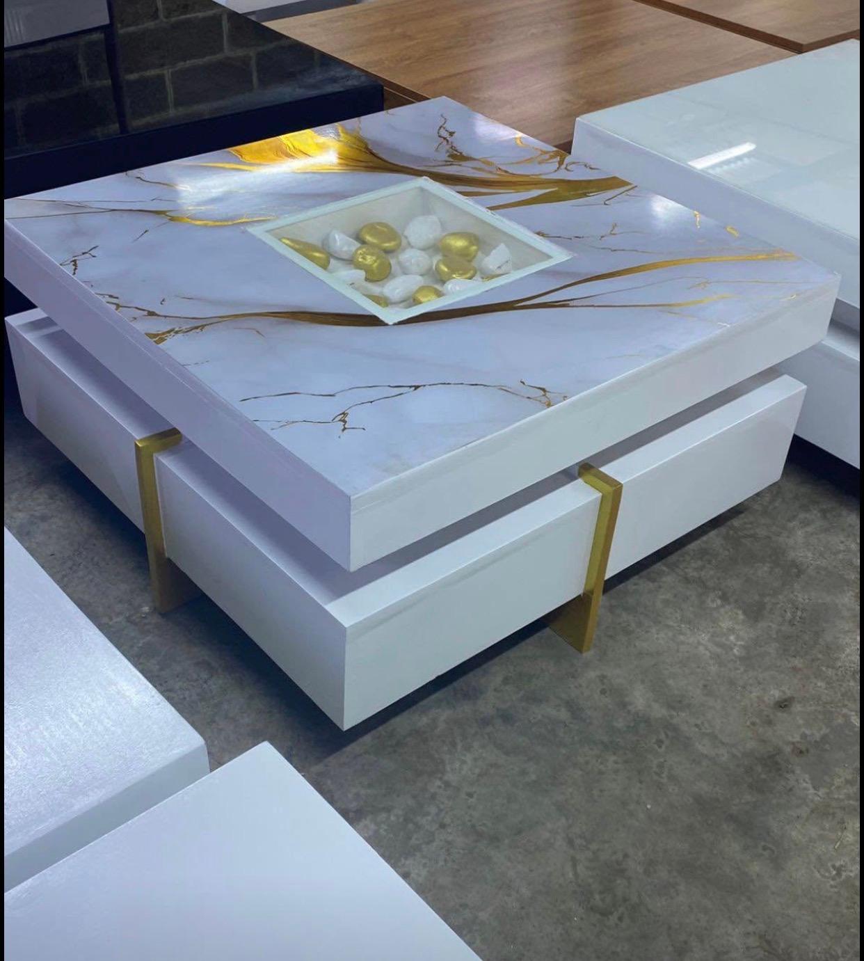 Readily available coffee table with marble top