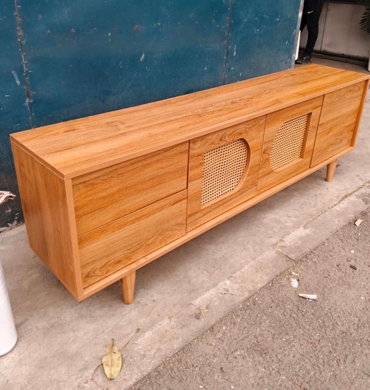 Readily available tv stand with ratan finish