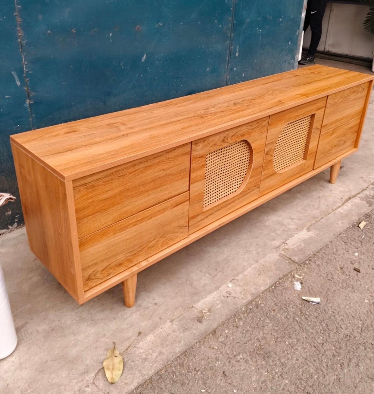 Readily available tv stand with ratan finish