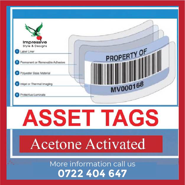 Acetone Activated Asset Tags (Adhesive peel and Stick)