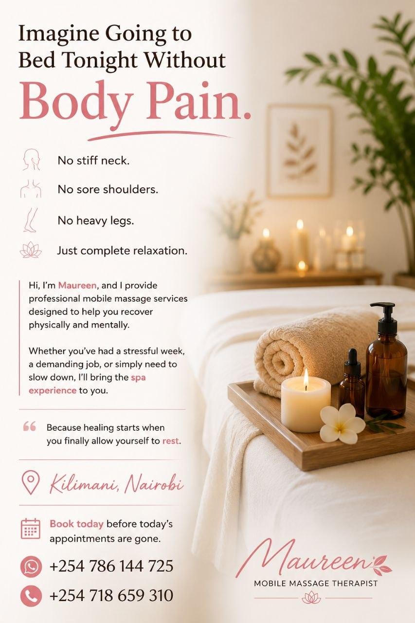 Imagine going to bed without any body pain +254718659310