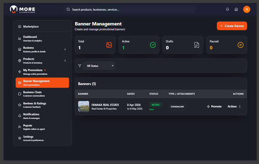 Banners list desktop