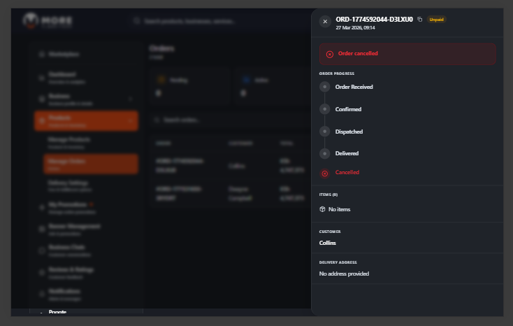 Order detail cancelled